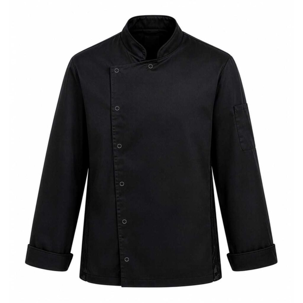 Bluza kucharska czarna długi/krótki rękaw – Premium